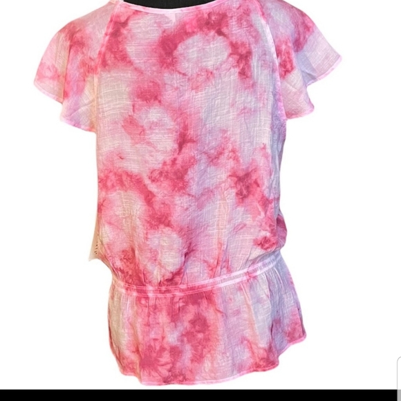 Counterparts Tie Dye Peplum Style Short Sleeve Blouse Top, size M - Picture 15 of 16